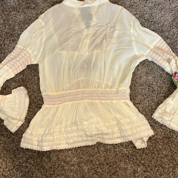 Persaman New York Women’s Long Sleeve Boho Style Cream Top Sz Sz Large NNT - Picture 9 of 11
